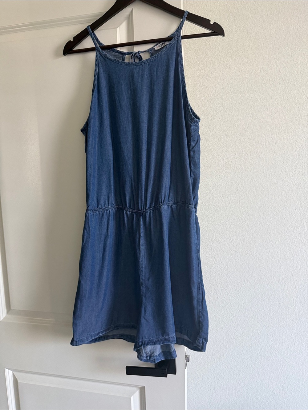 Ci Sono Light Blue Chambray Tank Romper